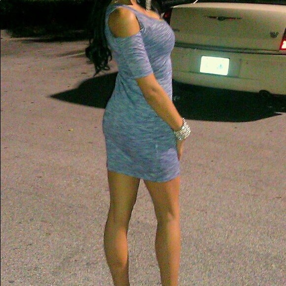 Sexy Blue BCBG Cold Shoulder dress - Picture 2 of 8